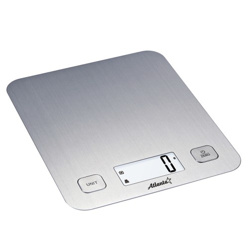 Весы кухонные электронные, Atlanta ATH-6195 silver •   стальная рабочая поверхность; 
•   максимальный вес 5 кг с шагом 1 г;
•   LED-дисплей.
