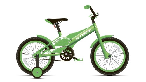 Детский велосипед Stark&#039;20 Tanuki 18 Boy зелёный/белый •   колеса 16";
•   материал рамы - алюминиевый сплав;
•   количество скоростей - 1;
•   для мальчиков;
•   амортизация - Rigid (жёсткий);
•   передний тормоз отсутствует, задний тормоз - ножной.
